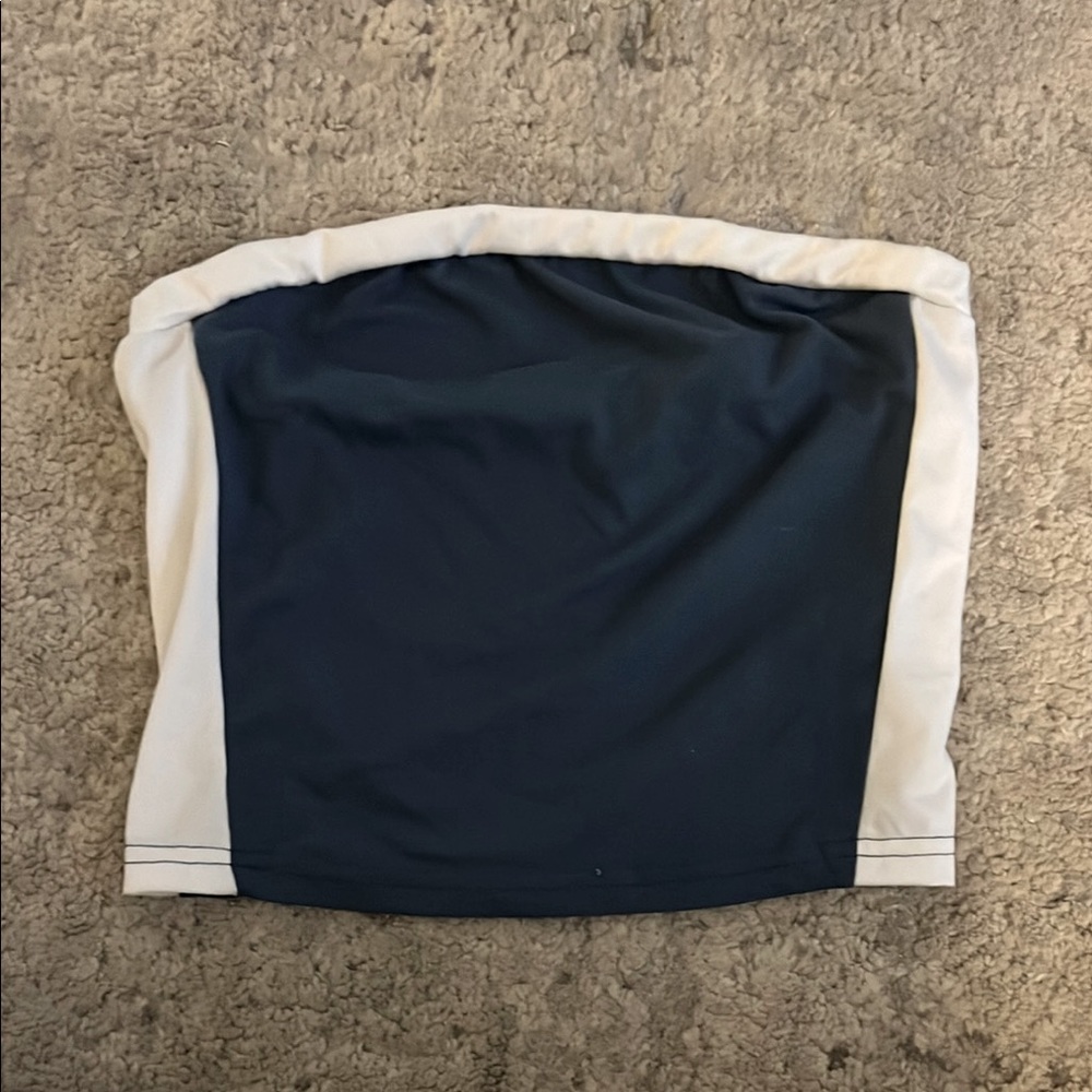 Navy and White Strapless Top